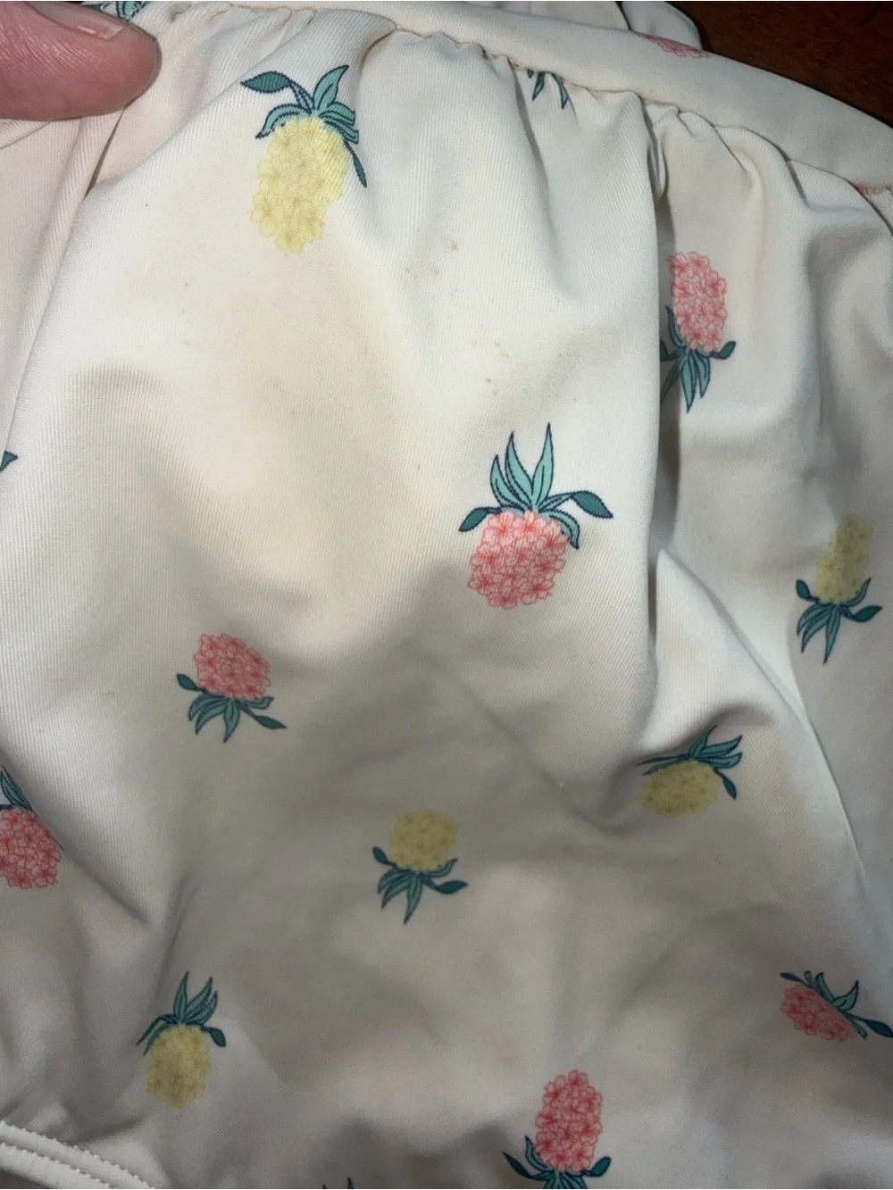 Janie and Jack Cream One-Piece Swimsuit with Pink and Yellow Pineapple Print‎